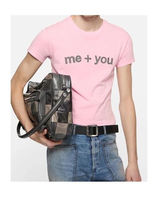 Acne Pink Fitted Graphic T-Shirt for men