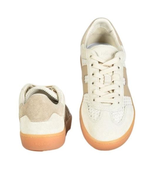 Hogan White Low Top Lace Up Sneakers