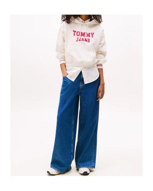 Tommy Hilfiger White Varsity Applique Logo Boxy Hoody