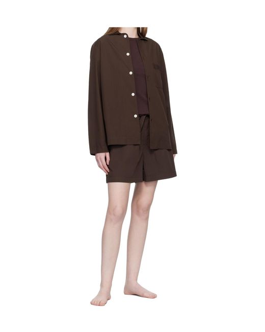 Tekla Brown Drawstring Pajama Shorts for men