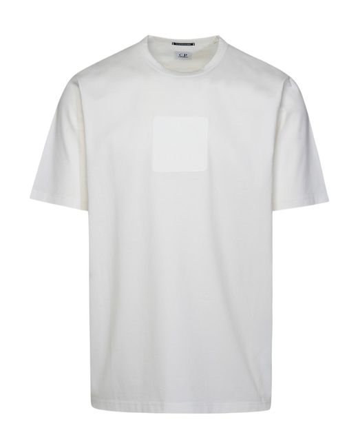 C P Company White Logo Patch Crewneck T-Shirt for men