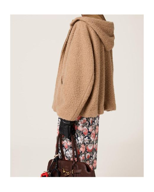 Miu Miu Brown Pile Hoodie Jacket