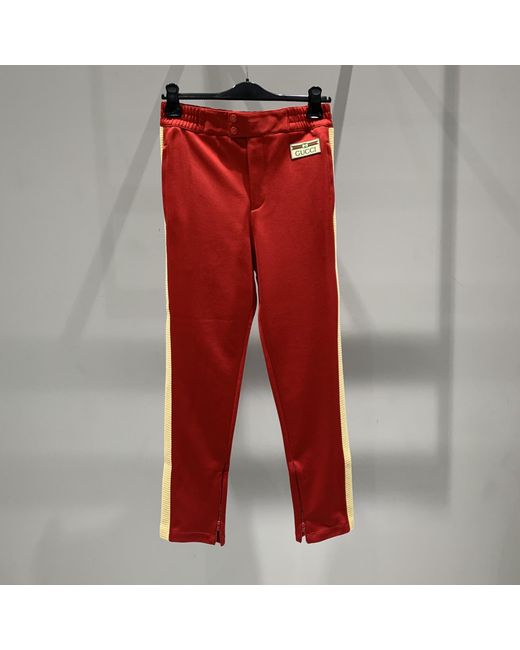 Gucci Red Side-Stripe Track Pants for men