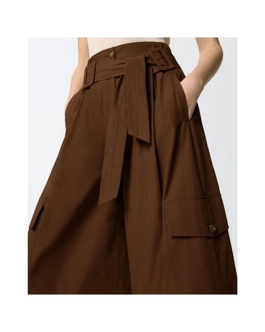 Pinko Brown Tie Belt Cotton Shorts