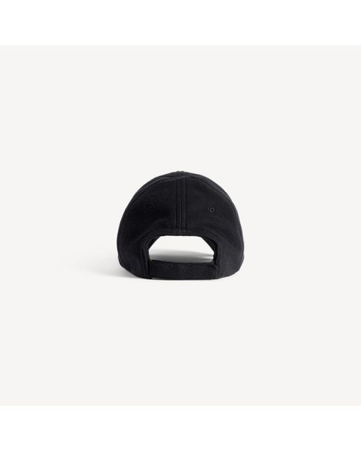 Balenciaga Black Embroidered Fleece Baseball Cap for men