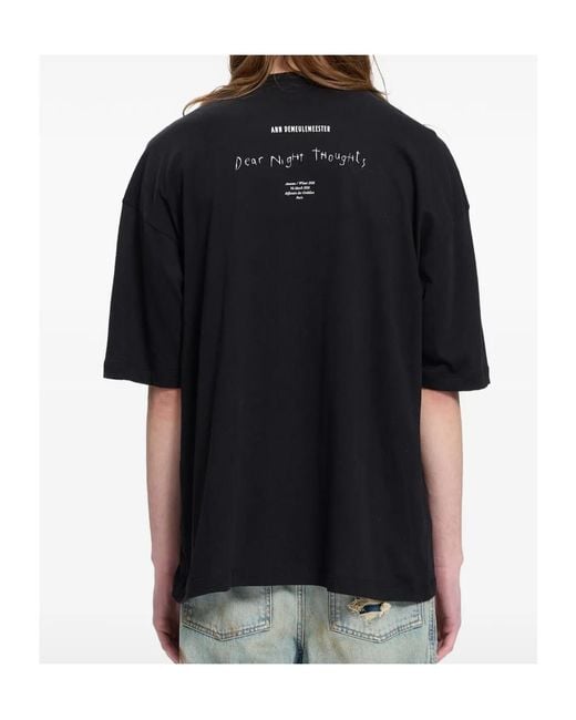 Ann Demeulemeester Black Lettering-Print Crewneck T-Shirt for men