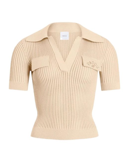 Patou Natural Ribbed Polo Knitted Top