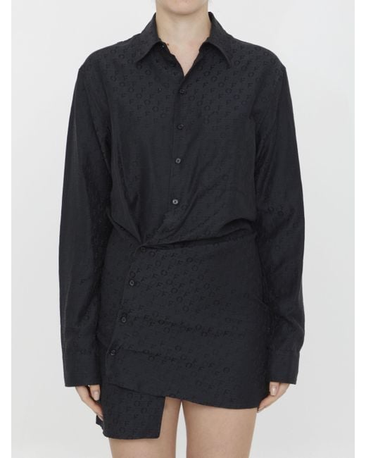 Off-White c/o Virgil Abloh Black Monogram Jacquard Twisted Mini Dress
