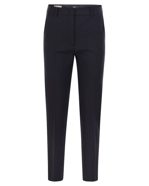 Weekend by Maxmara Blue Canon Wool Cigarette Trousers