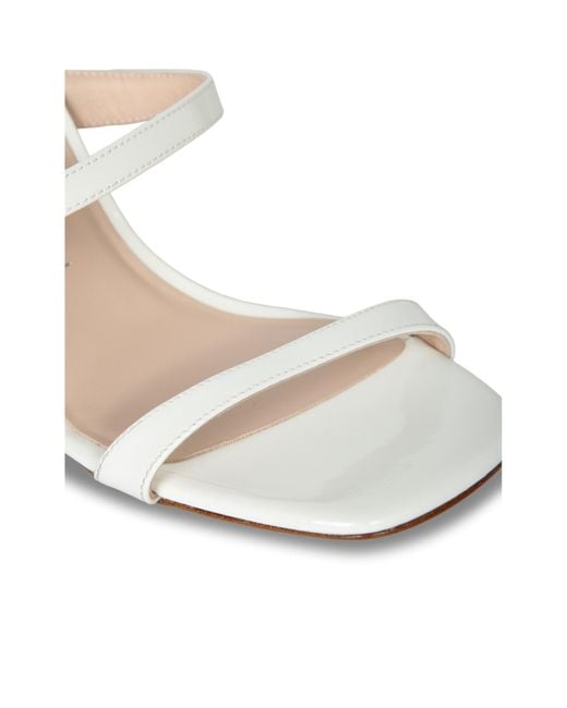 Stuart Weitzman White Square-Toe High-Heeled Sandals