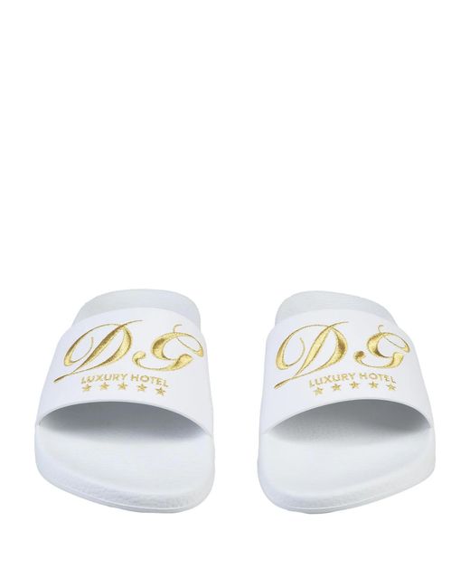 Dolce & Gabbana White Print Slides
