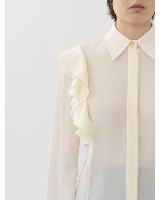 Chloé White Chloé Ruffled Long-Sleeved Shirt