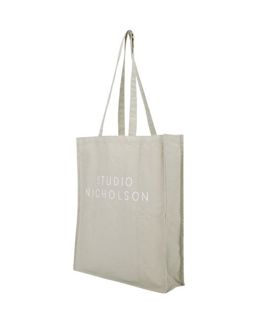 Studio Nicholson White Printed Logo Tote Bag for men