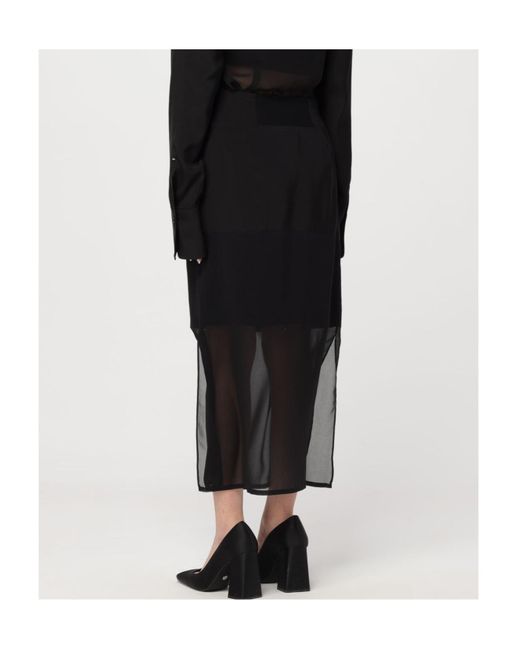 Sportmax Black Semi-Sheer Panel Midi Skirt