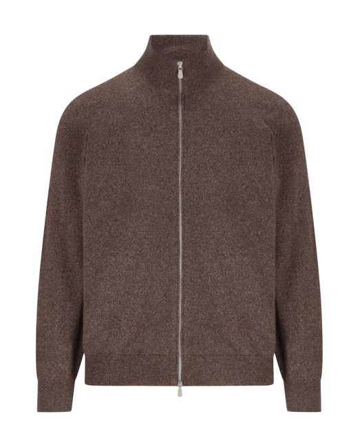 Brunello Cucinelli Brown Zipped Cardigan for men