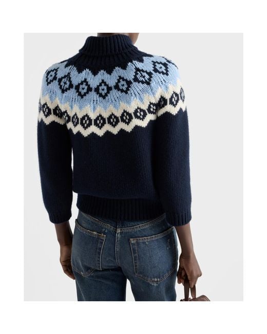 Prada Blue Roll-Neck Knitted Jumper