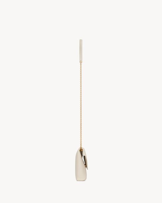 Saint Laurent White Cassandre Small Chain Clutch