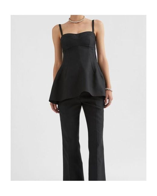 Jil Sander Black Techno Gabardine Bustier Top