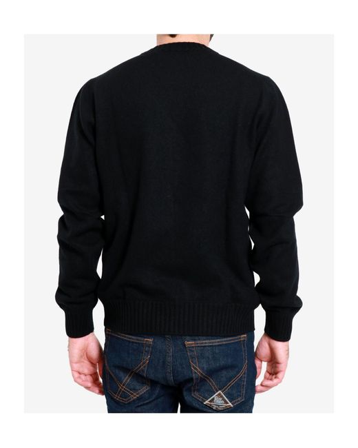 Gran Sasso Blue Ribbed Crew Neck Knitwear for men