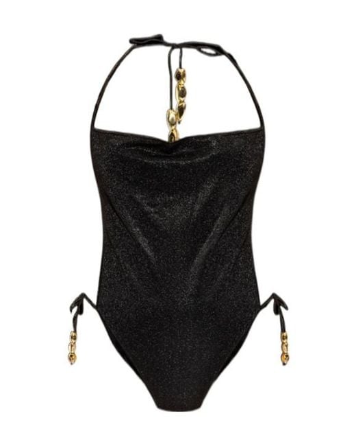 Oseree Black Glitter-Detailing Swimsuit