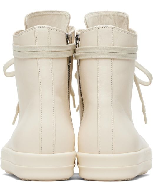 Rick Owens Natural Lace-Up High-Top Casual Sneakers for men
