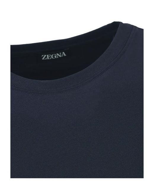 Zegna Blue Short Sleeve Crewneck T-Shirt for men