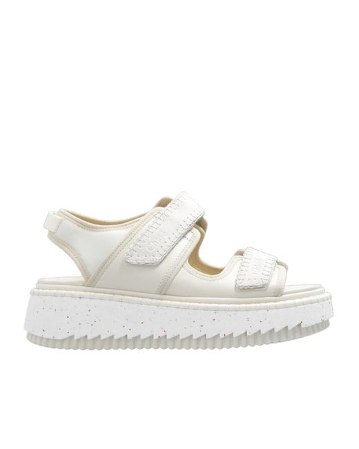 Chloé White Lilli Flatform Sandals