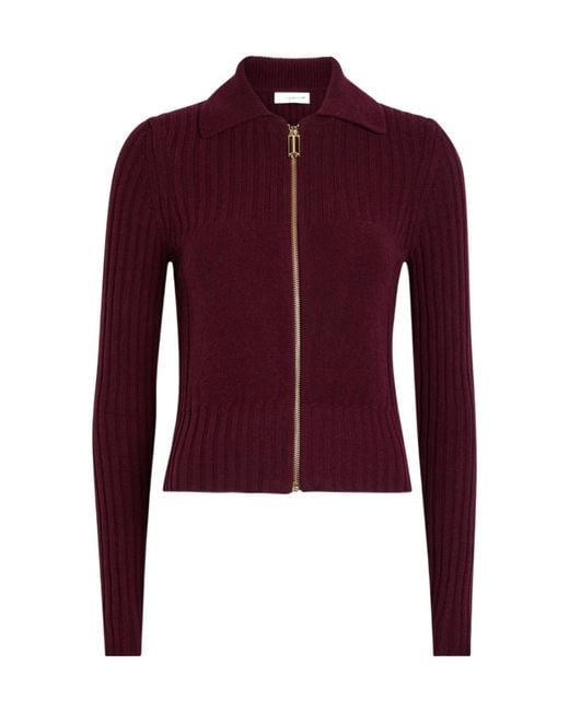 Victoria Beckham Red Versatile Solid Color Minimalist Knit Sweater