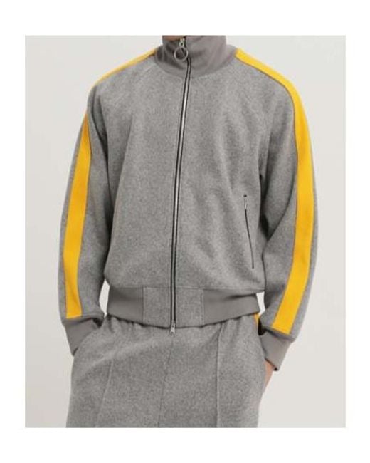 1989 STUDIO Gray Contrast Trim Zip-Up Coat for men