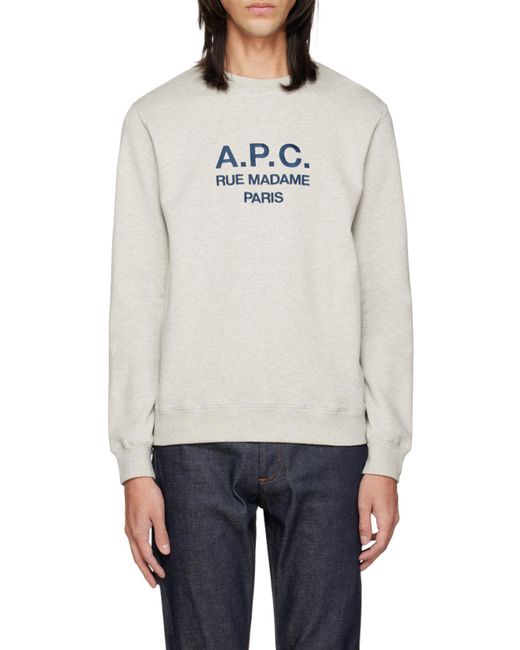 A.P.C. Gray Logo Printed Crewneck Sweatshirt for men