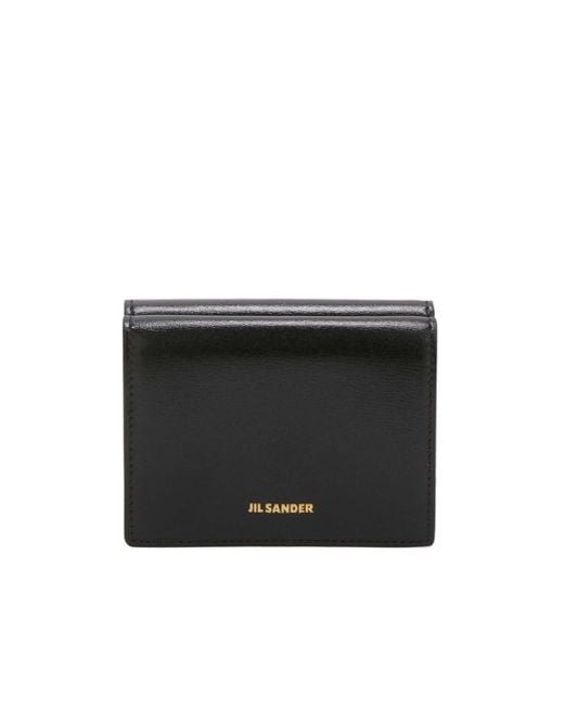 Jil Sander Black Logo Detailed Tri-Fold Wallet