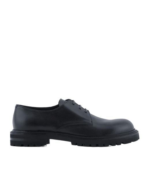 Giorgio Armani Black Logo Embossed Lace-Up Shoes for men