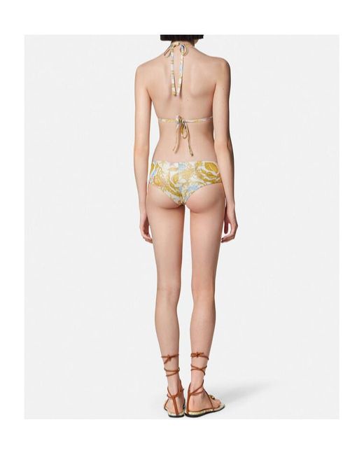 Versace Metallic Underwater Barocco Tie-Back Triangle Bikini Top