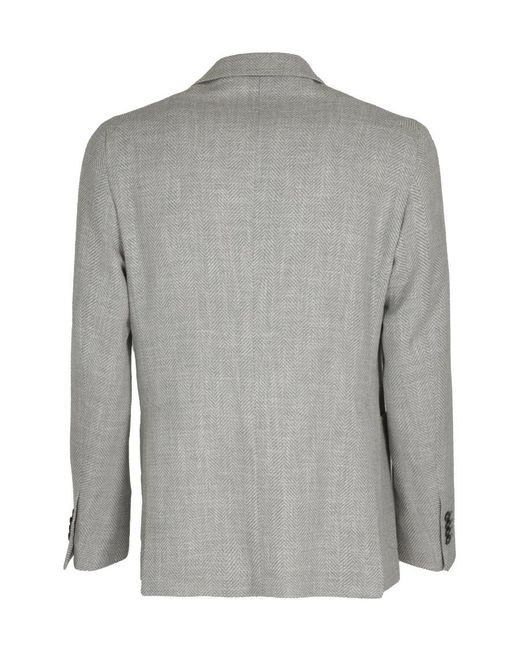 Tagliatore Gray Single-Breasted Herringbone Blazer for men