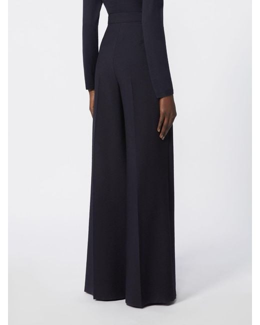 Max Mara Blue Wool-Blend Wide-Leg Trousers