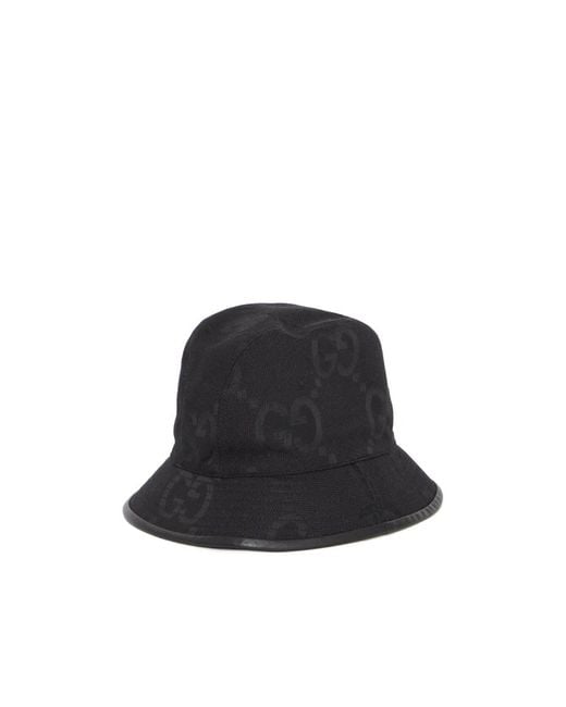 Gucci Black Monogrammed Bucket Hat for men