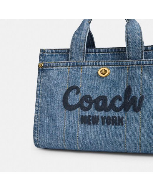 COACH Blue Cargo Logo Embroidered Tote Bag