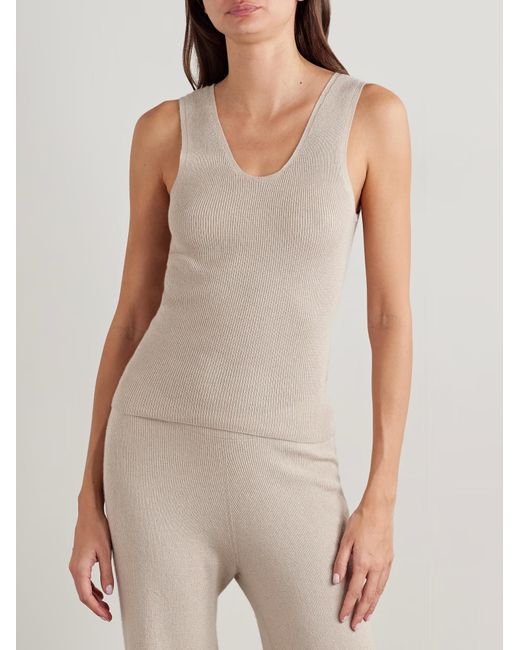 The Elder Statesman Natural Delicash Ribbed Cashmere Blend Vest