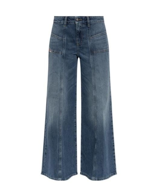 DIESEL Blue D-Akii Wide-Leg Jeans