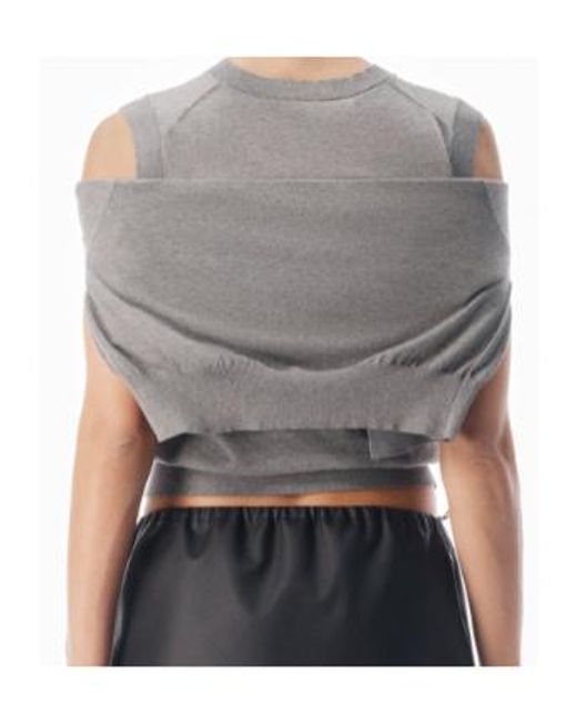 Alexander Wang Gray Layered V-Neck Vest With Tie-Front Cardigan Detail
