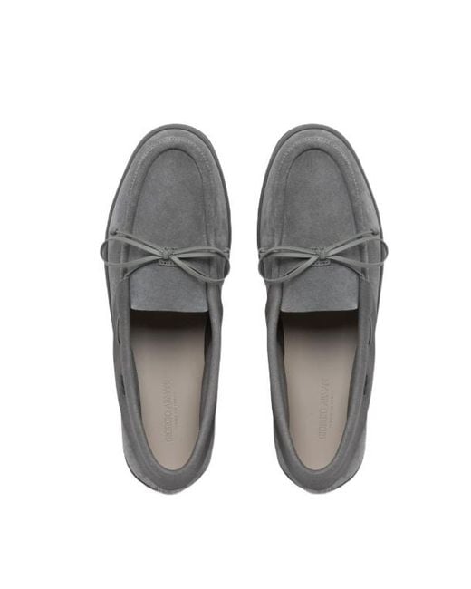 Giorgio Armani Gray Bow Detailed Slip-On Loafers for men