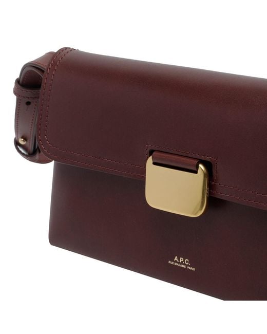 A.P.C. Purple Grace Logo-Print Leather Shoulder Bag