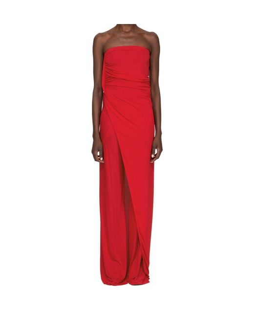 Rick Owens Red Draped Slit Top