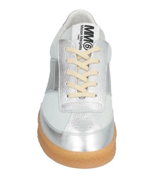 MM6 by Maison Margiela White Metallic Low-Top Leather Shoes