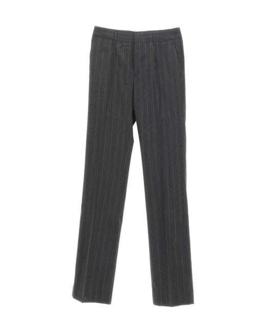 Alessandra Rich Gray Stripe Detailed Tailored Trousers