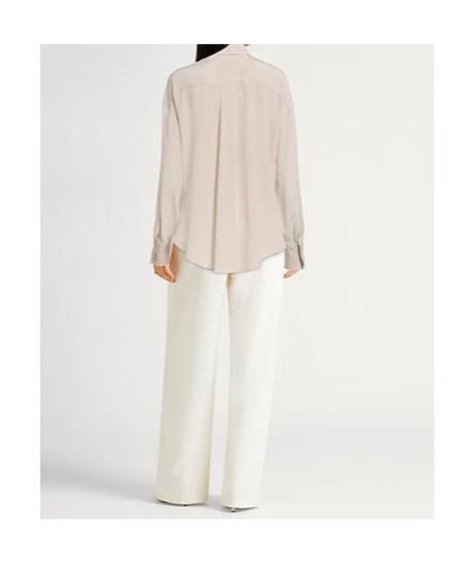 Brunello Cucinelli White Silk Shirts Blouses