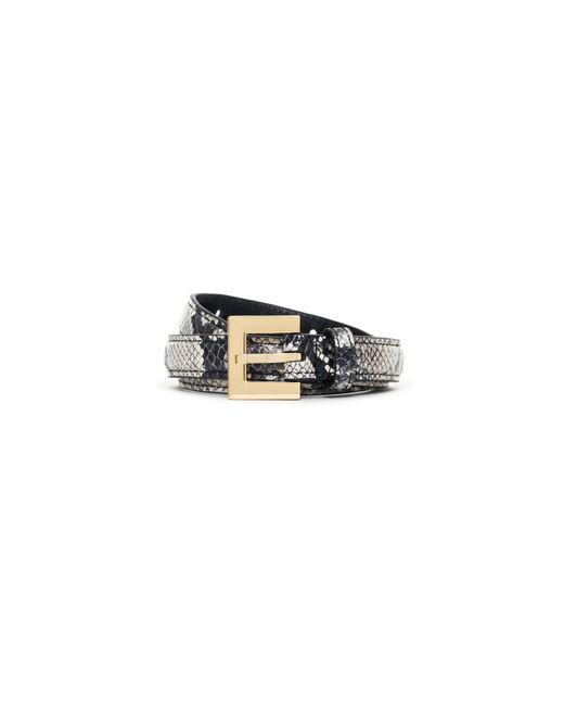 Anine Bing White Printed Leather Belt