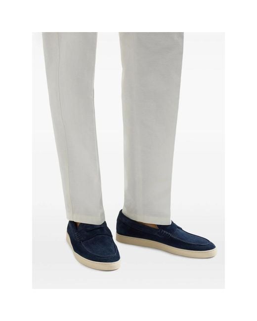 Brunello Cucinelli Blue Leather Loafers for men