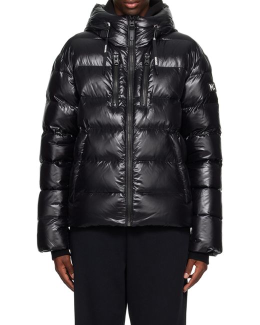 Mackage Black Zippered Hooded Down Jacket for men