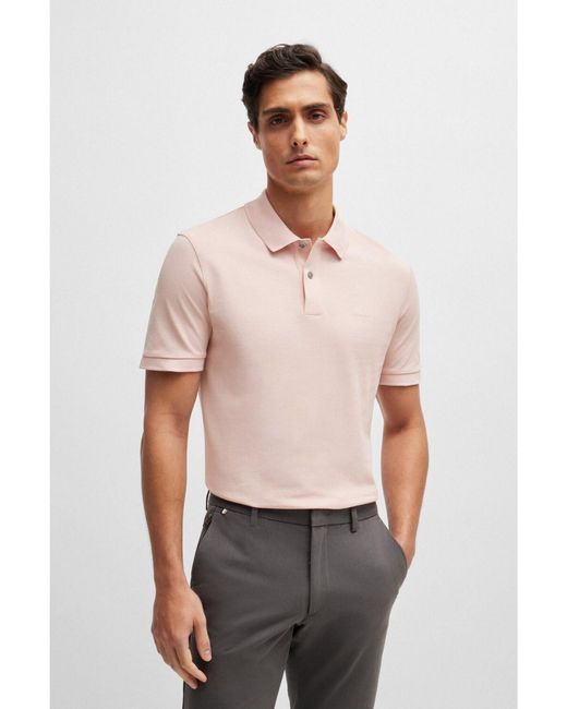 Boss Pink Pallas Logo-Embroidered Polo Shirt for men